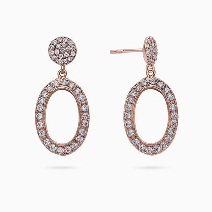 Pure Silver Earrings - Rose Gold Finish CZ Danglers - Tweov Jewels