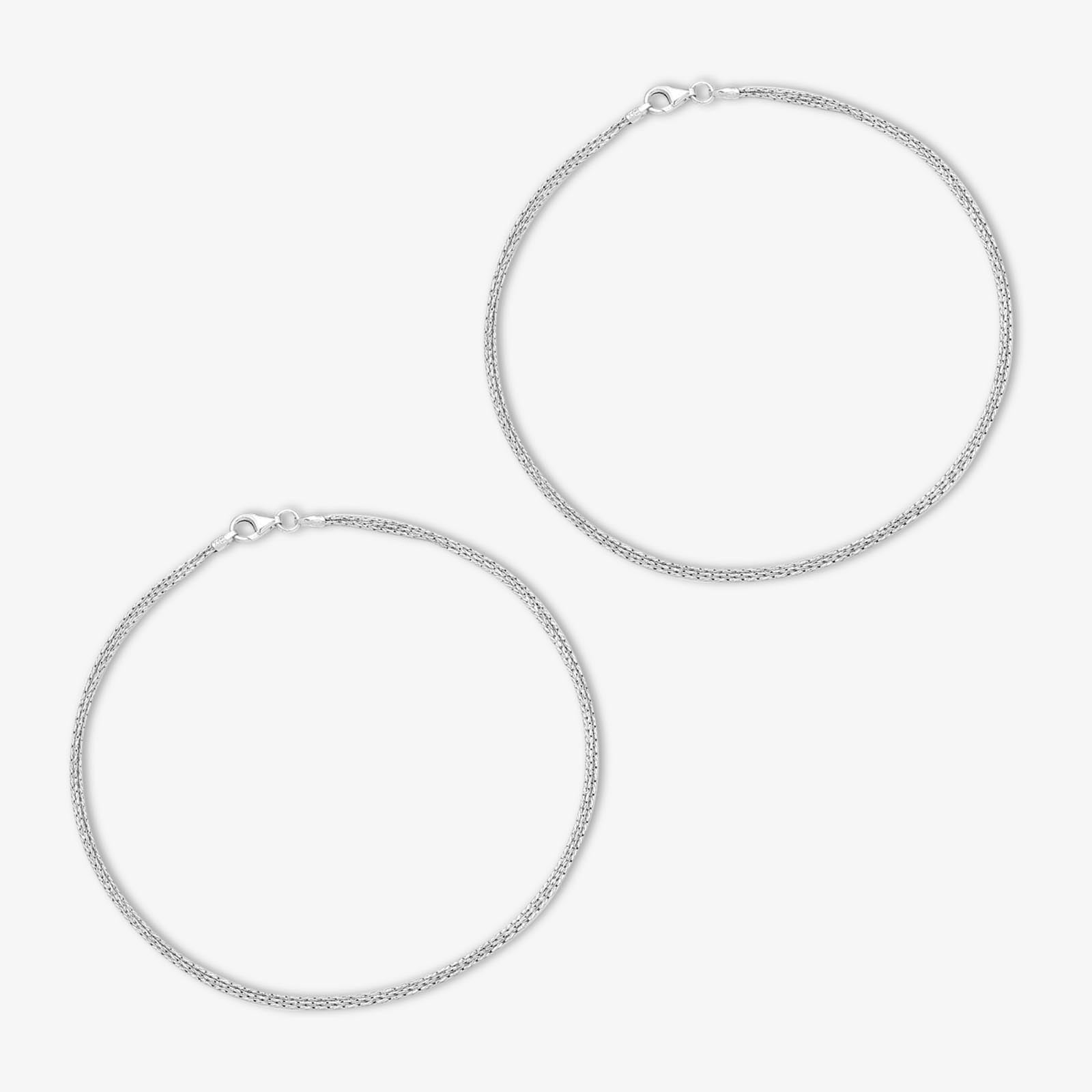 Triple Layer Snake Silver Chain Anklet - Tweov Jewels