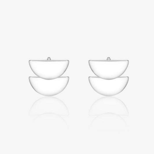 Silver Moon Cut Earrings