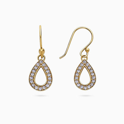 Pure Silver Earrings - Gold Plated CZ Dew Drop - Tweov Jewels