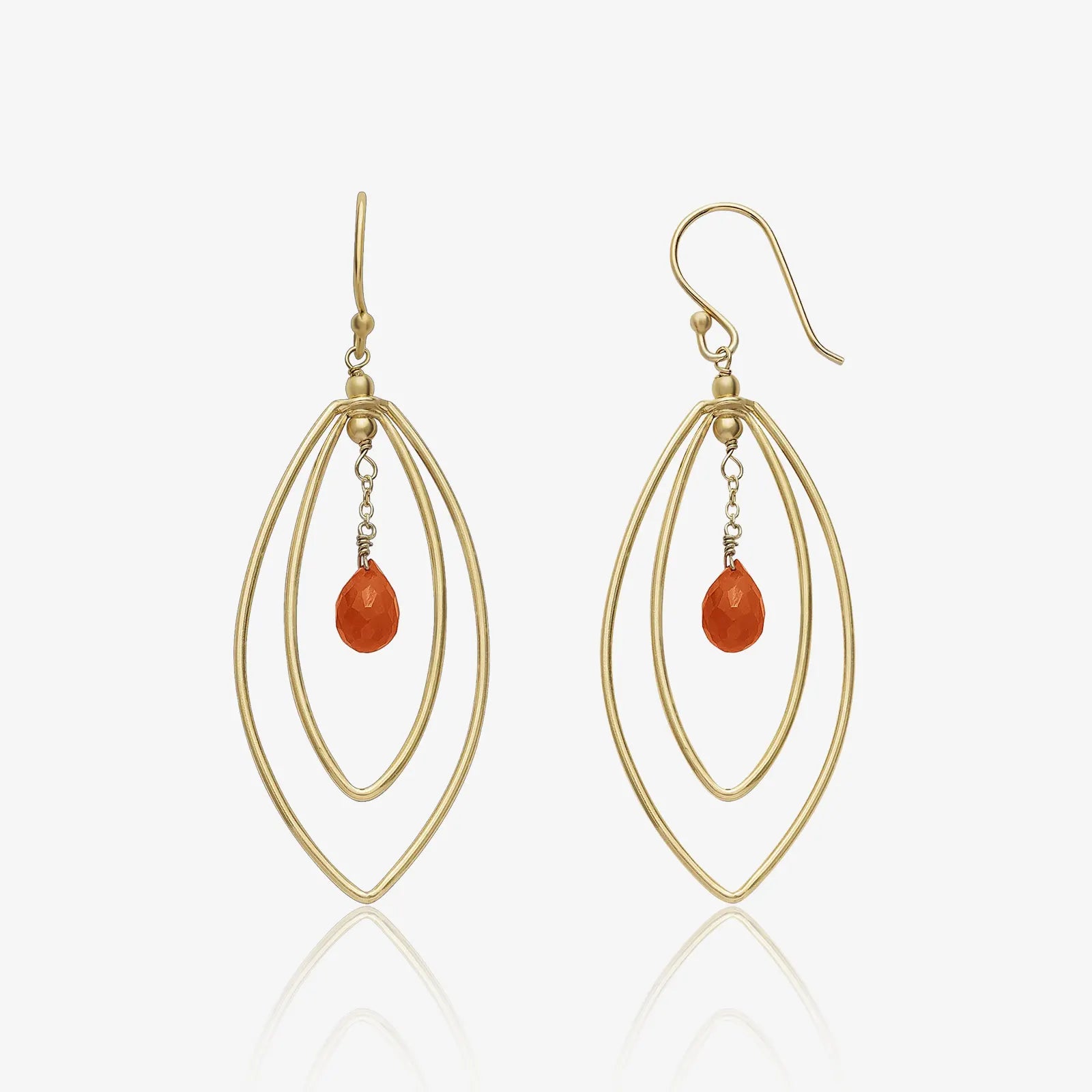 Gold Plated Vermilion Leaf Silver Drop Earrings
