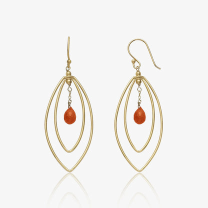 Gold Plated Vermilion Leaf Silver Drop Earrings