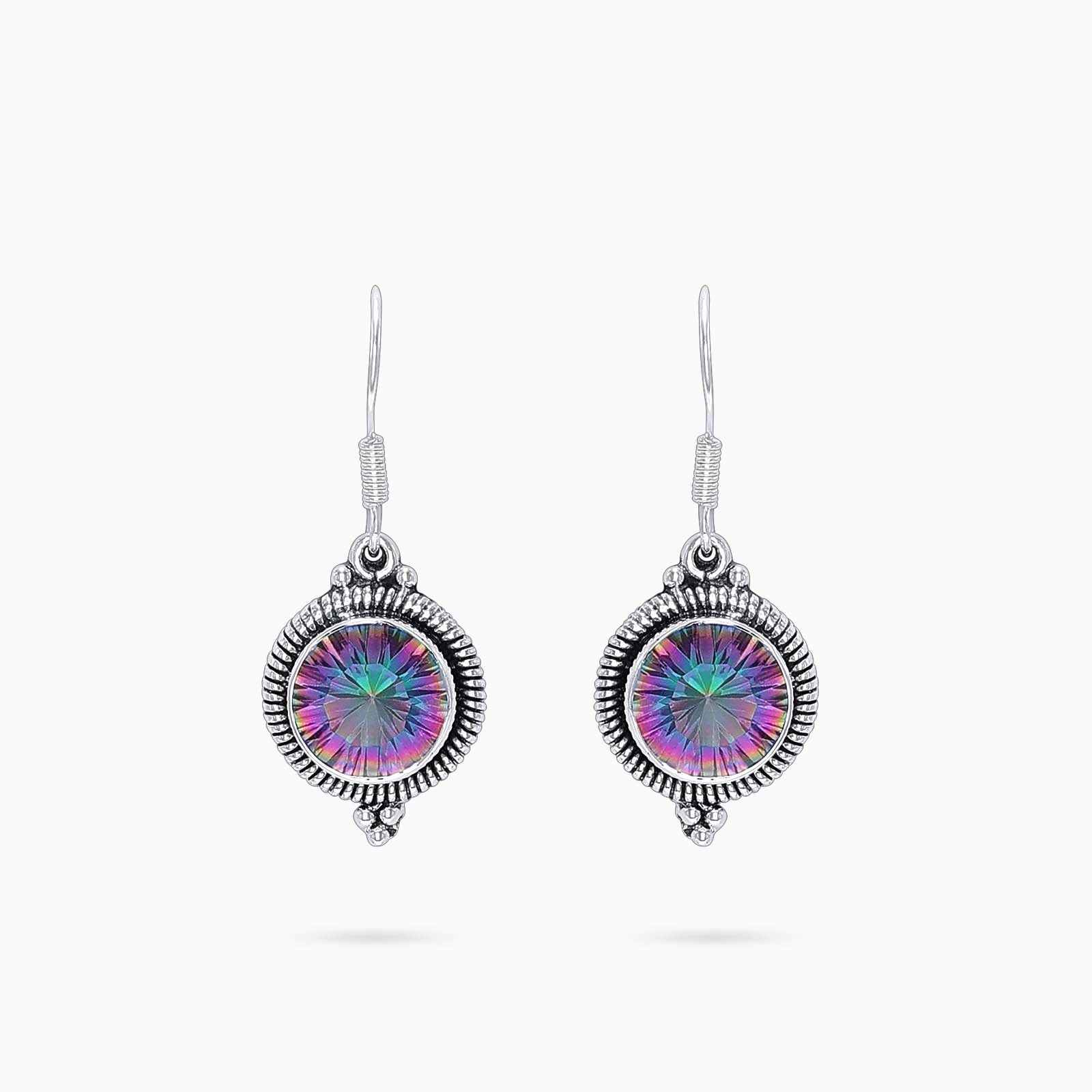 Pure Silver Earrings - Glorious Purple-Blue CZ Hook Model - Tweov Jewels