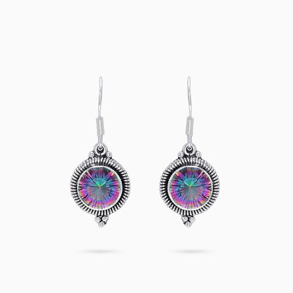 Pure Silver Earrings - Glorious Purple-Blue CZ Hook Model - Tweov Jewels