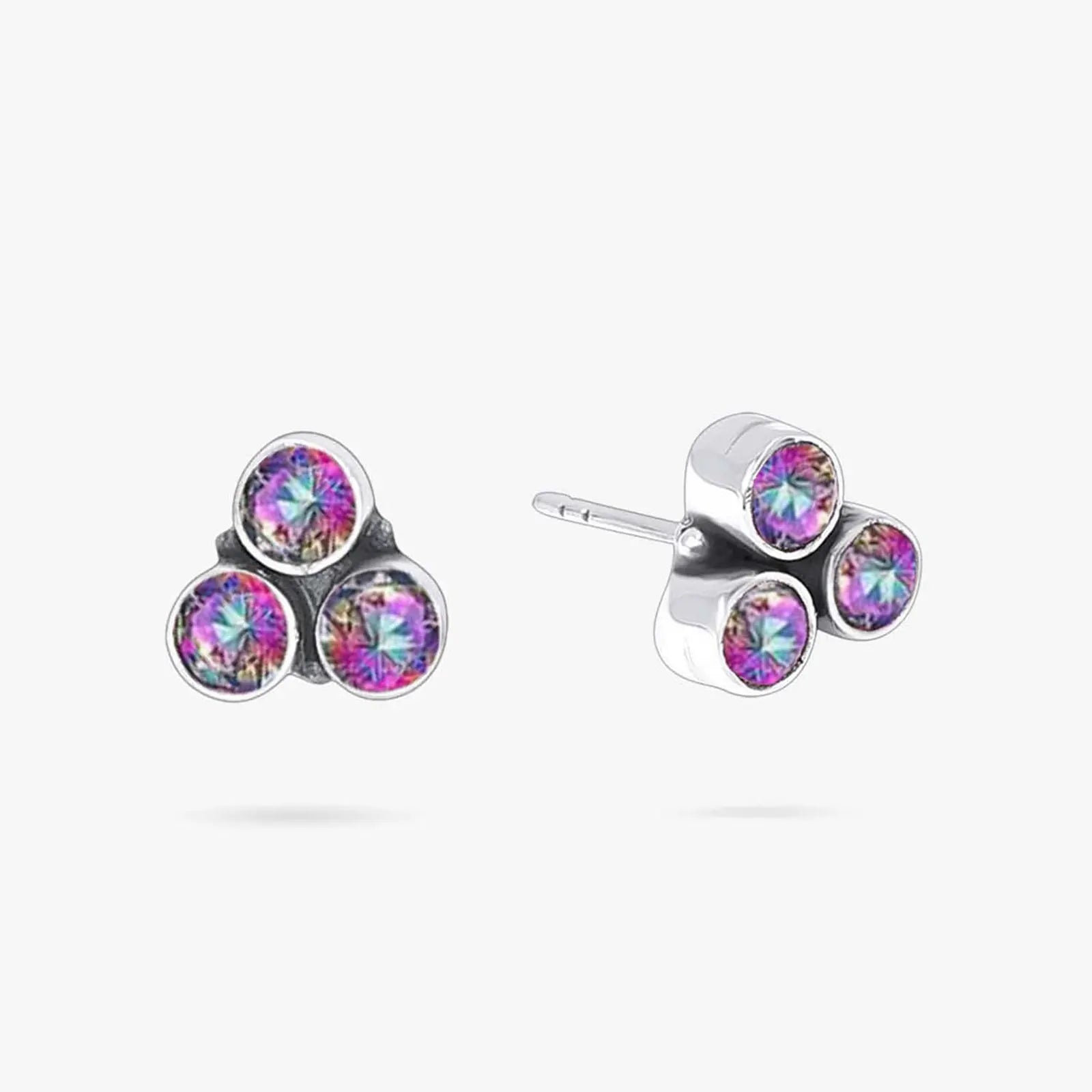 Triangular Topaz Silver Stud Earrings - Tweov Jewels