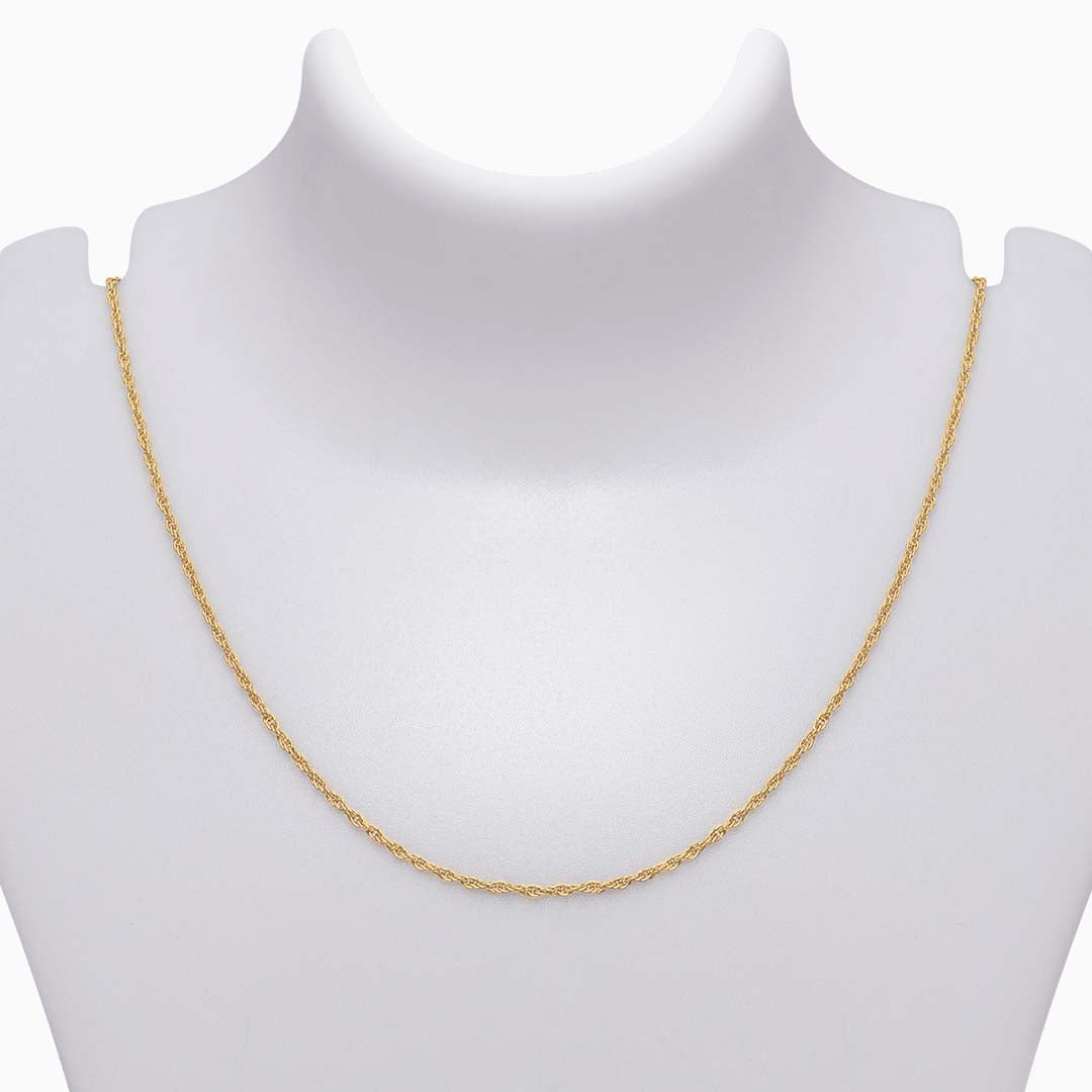 Pure 925 Silver Chain - Classic Rope Chain With Gold Finish - Tweov Jewels