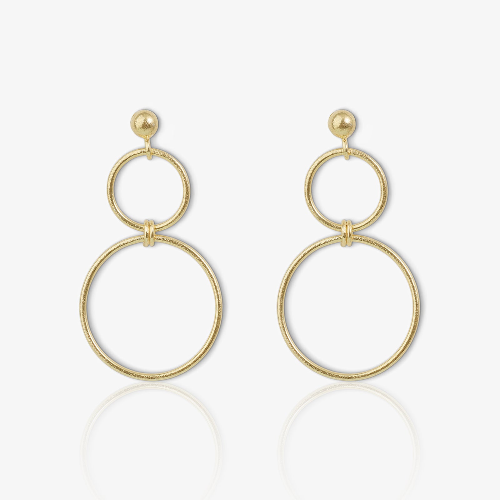 Gold-Plated Long Circular Silver Earrings