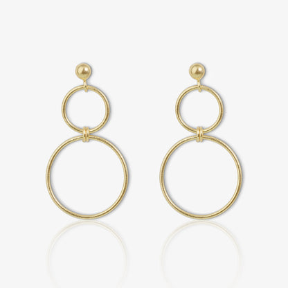 Gold-Plated Long Circular Silver Earrings