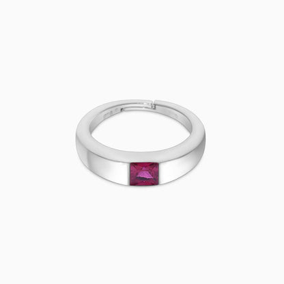Silver Pink Ruby Stone Finger Band Ring - Tweov Jewels