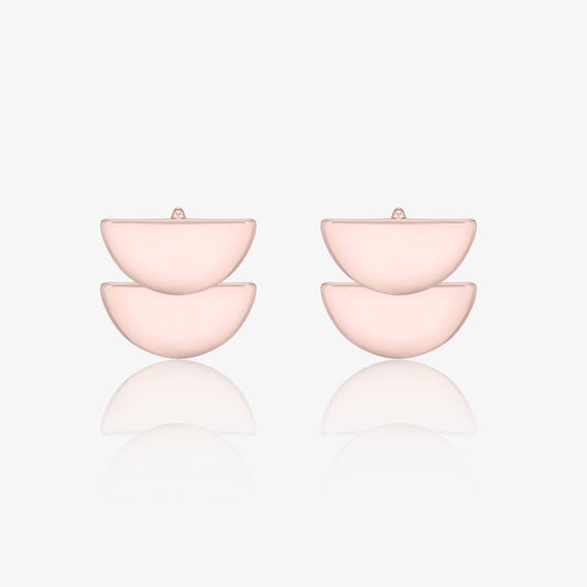 Rose Gold Plated Moon Shaped Silver Earrings - Tweov Jewels
