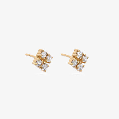 Gold Plated Square Designer Silver Stud Earrings - Tweov Jewels