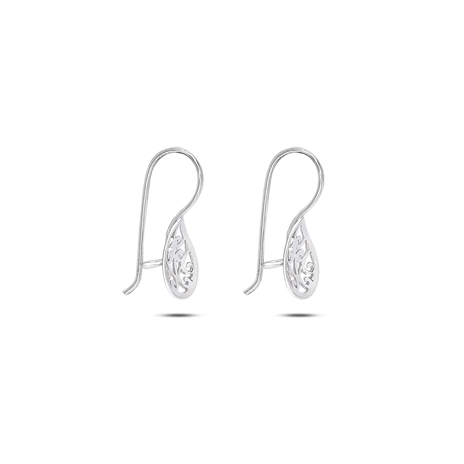 Silver Carved Floral Drop Earrings - Tweov Jewels
