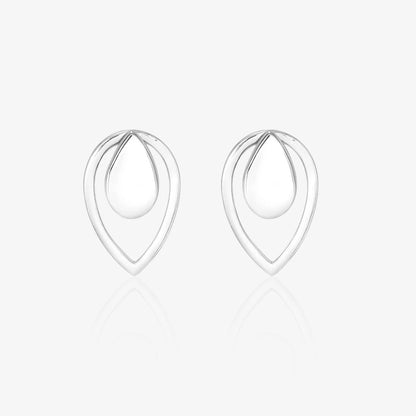 Pure 925 Sterling Silver Raindrop Stud Earrings for Women