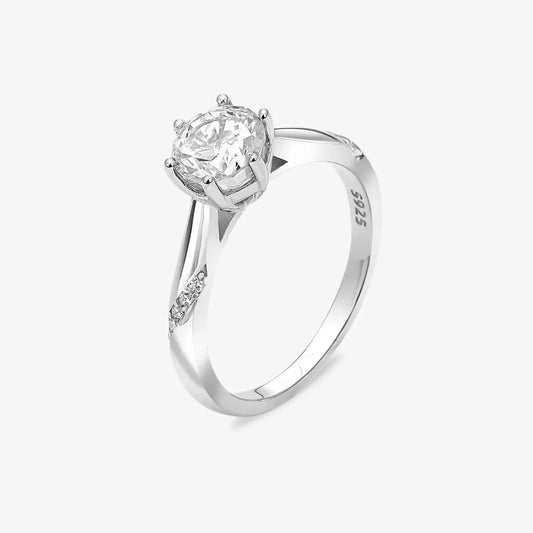 Round Solitaire Diamond Silver Ring - Tweov Jewels