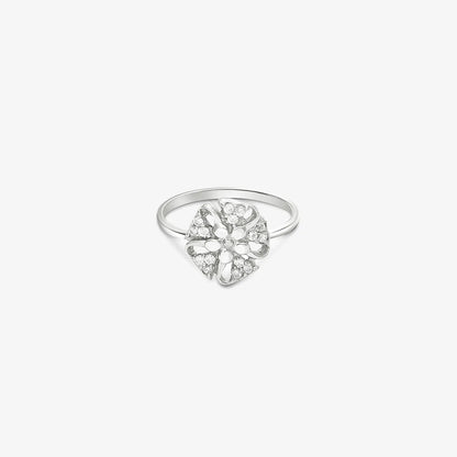 Trendy Floral CZ Silver Ring - Tweov Jewels