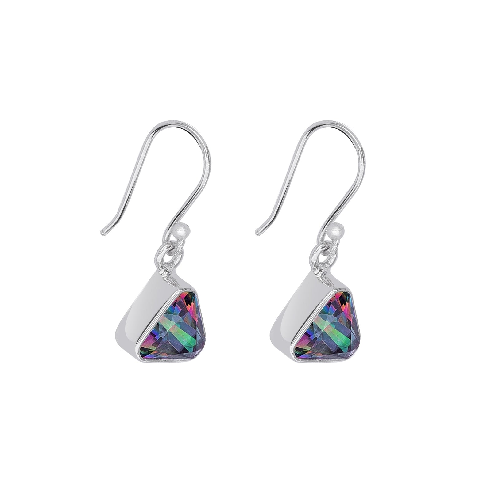 Pure Silver Earrings - Triangle-Shaped Swarovski Crystal Hoop Model - Tweov Jewels