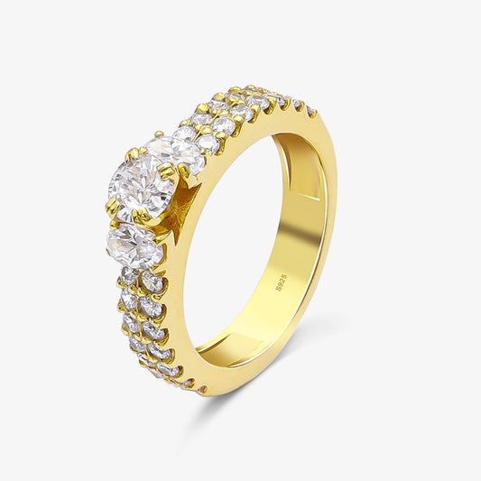 Gold Plated Solitaire CZ Stylish Silver Ring - Tweov Jewels