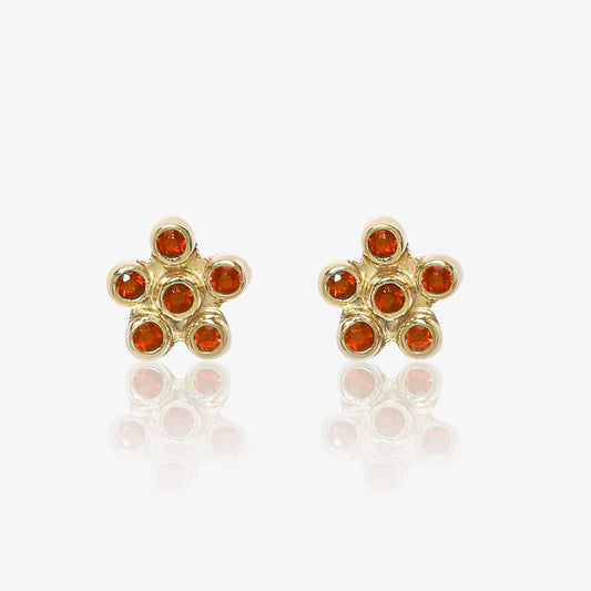Gold Plated Red CZ Studded Silver Stud