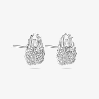 Silver Peacock Feather Earrings - Tweov Jewels