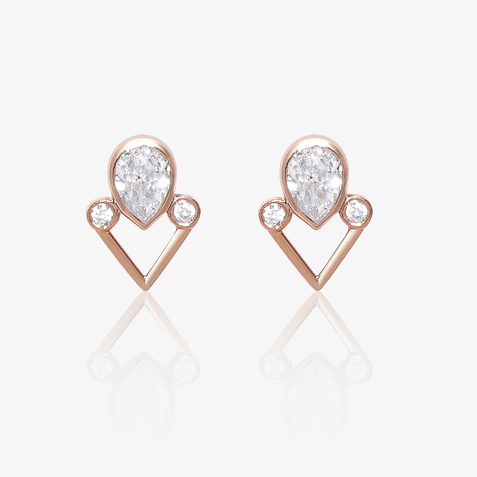 Rose Gold Dewdrop Silver Stud Earrings