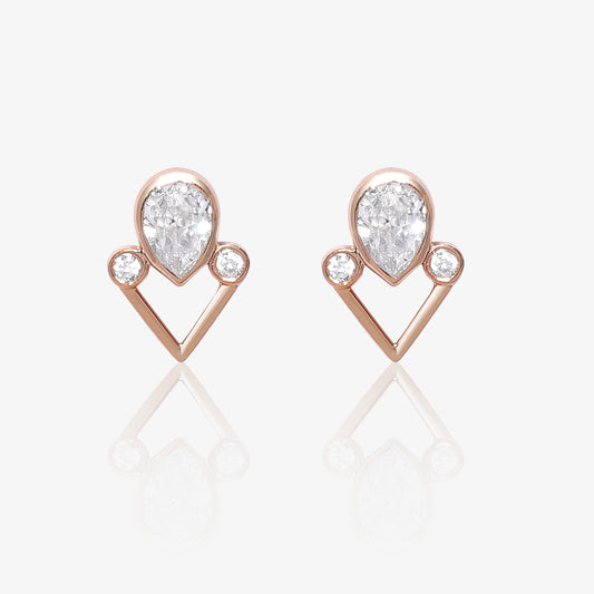 Rose Gold Dewdrop Silver Stud Earrings
