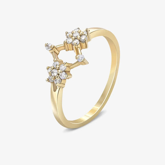 Gold Plated Silver Duo Flower Ring - Tweov Jewels