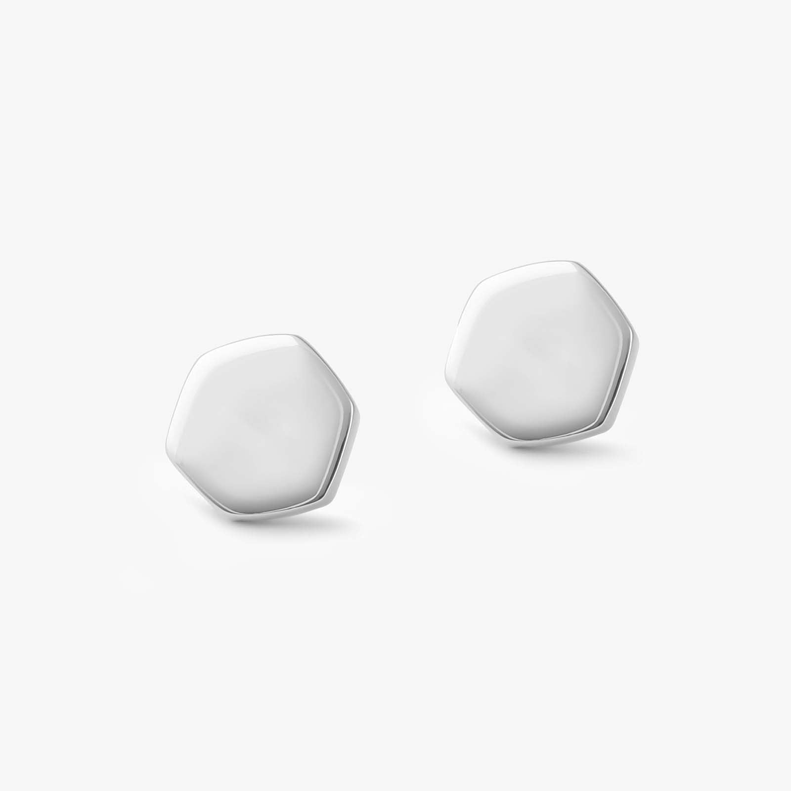 Pure Silver Stud - Hexa Glossy Finish - Tweov Jewels
