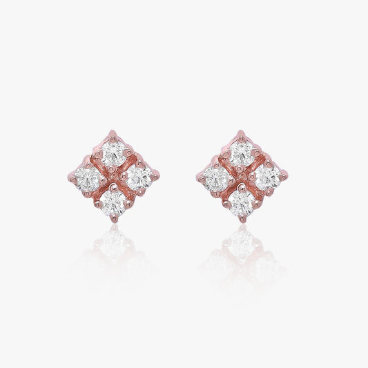 Rose Gold Square Designer Silver Stud Earrings