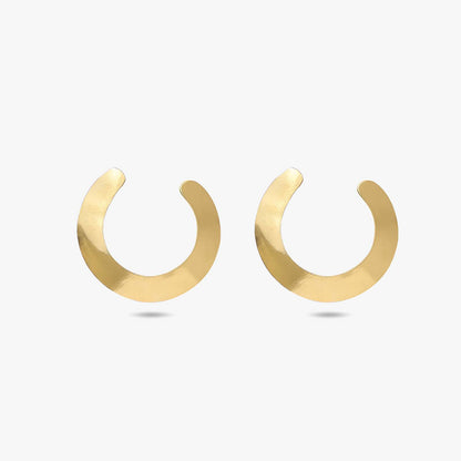 Pure Silver Earrings - Stylish Gold Finish C-Hoops - Tweov Jewels