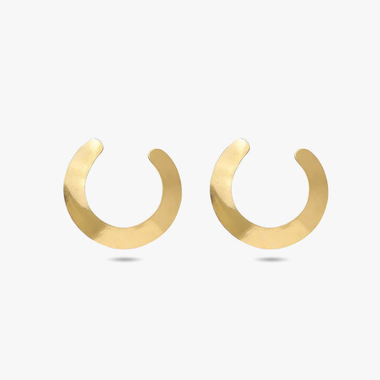 Pure Silver Earrings - Stylish Gold Finish C-Hoops - Tweov Jewels