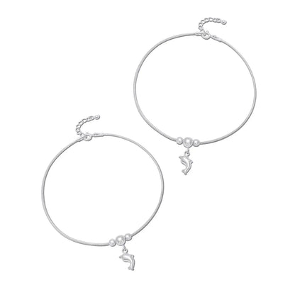 Dolphin Design Silver Chain Anklet - Tweov Jewels