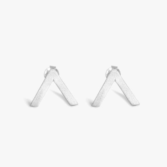 V Shaped Silver Stud Earrings - Tweov Jewels