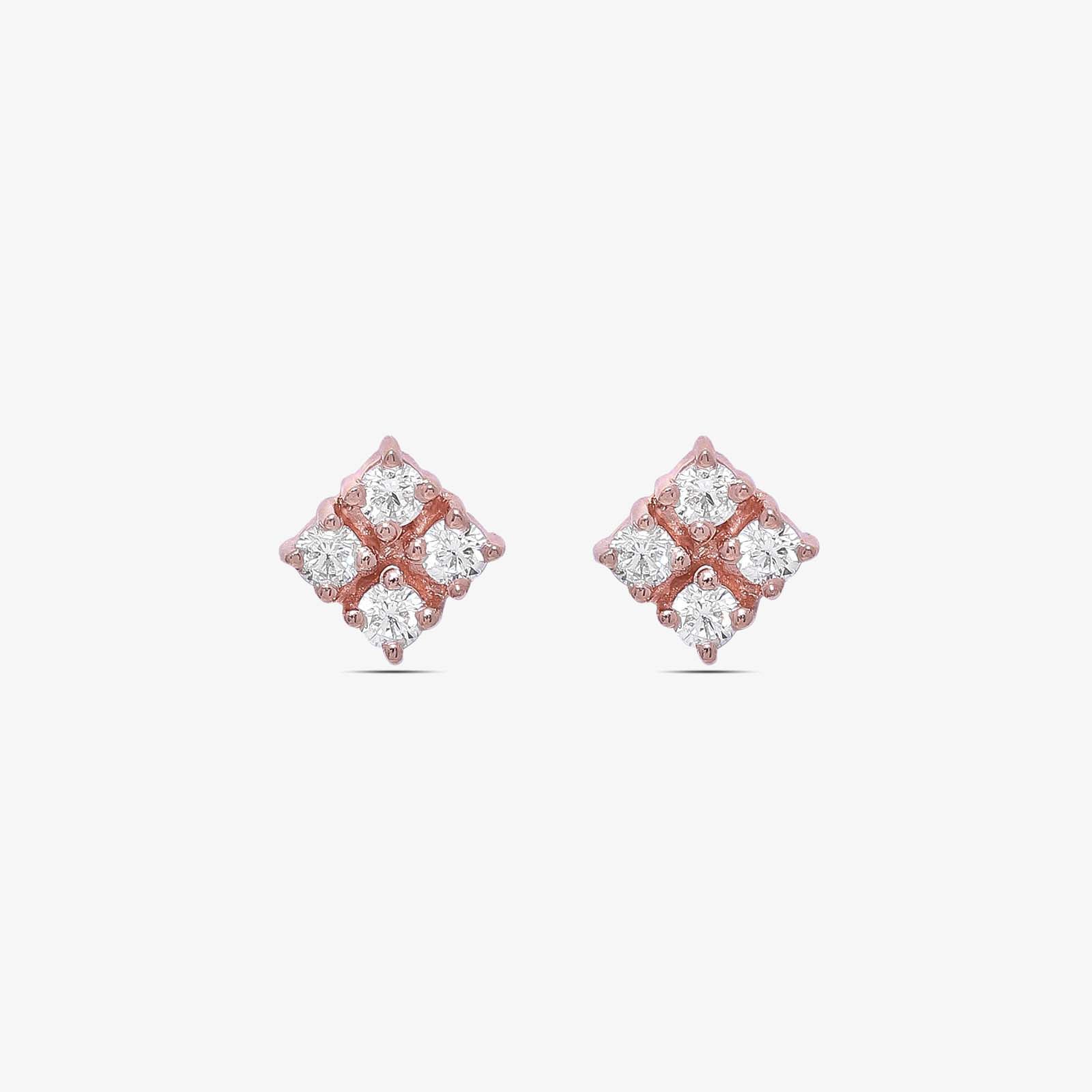 Rose Gold Square Designer Silver Stud Earrings - Tweov Jewels