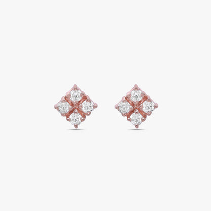 Rose Gold Square Designer Silver Stud Earrings - Tweov Jewels