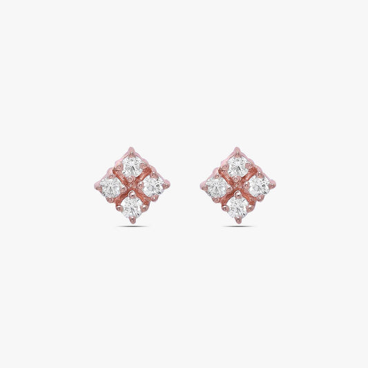 Rose Gold Square Designer Silver Stud Earrings - Tweov Jewels