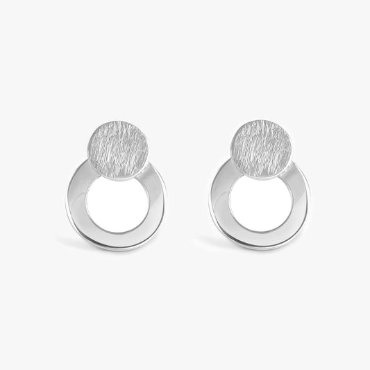 Round Scratch Silver Stud Earrings - Tweov Jewels