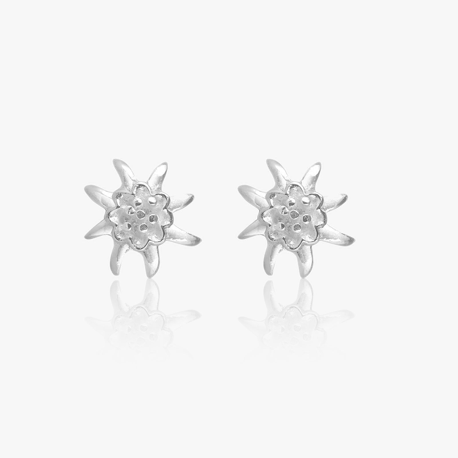 Classic Floral Silver Stud Earrings
