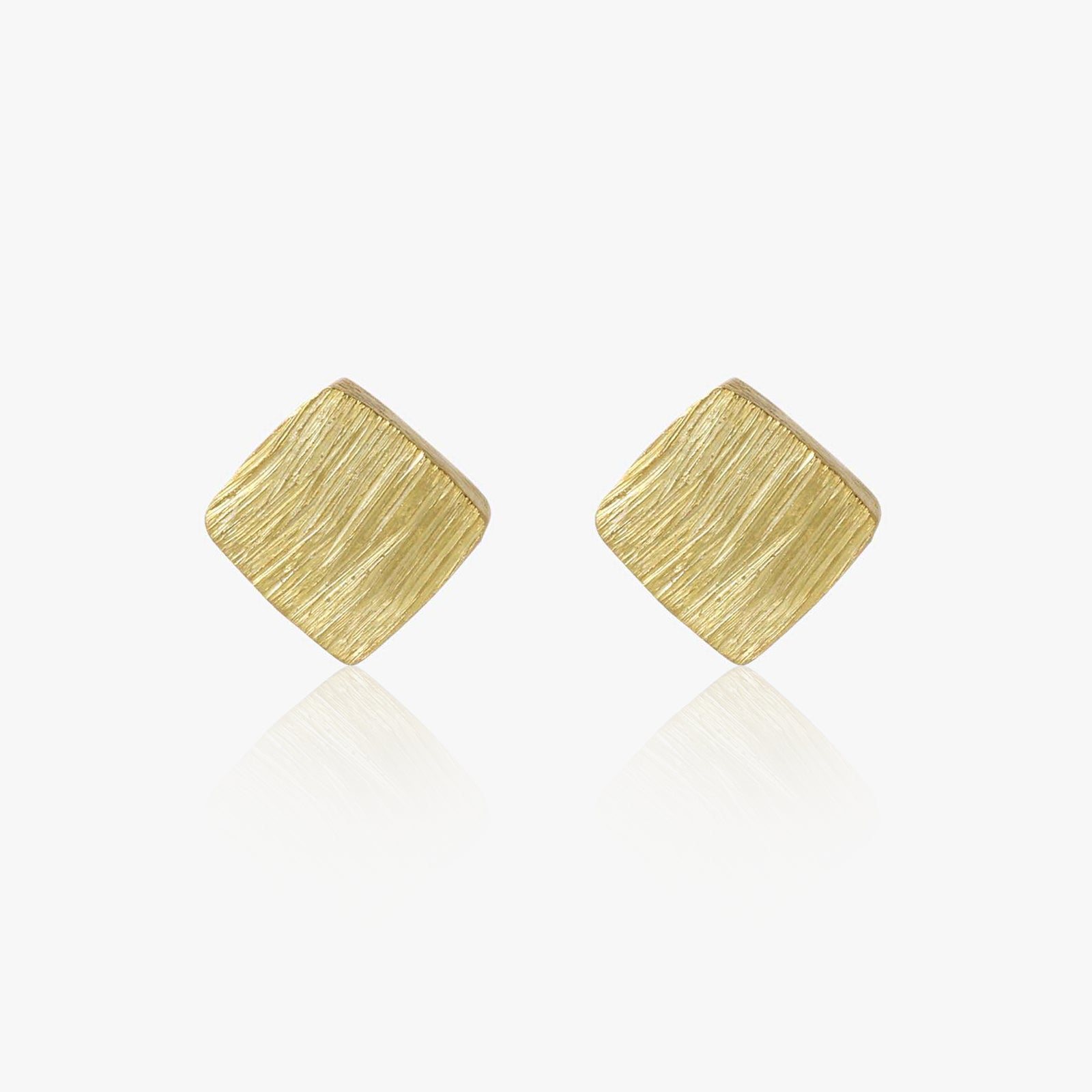 Pure Silver Stud Earrings - Gold Plated With Modern Cubes - Tweov Jewels