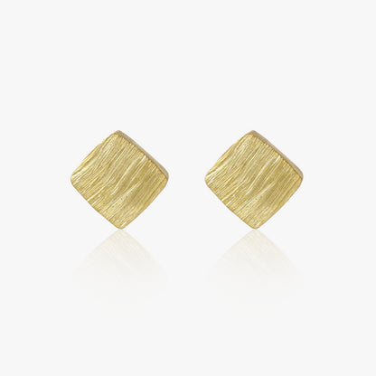 Pure Silver Stud Earrings - Gold Plated With Modern Cubes - Tweov Jewels