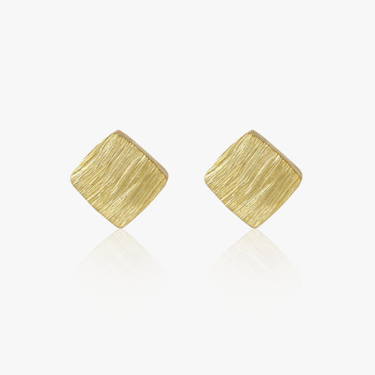 Pure Silver Stud Earrings - Gold Plated With Modern Cubes - Tweov Jewels