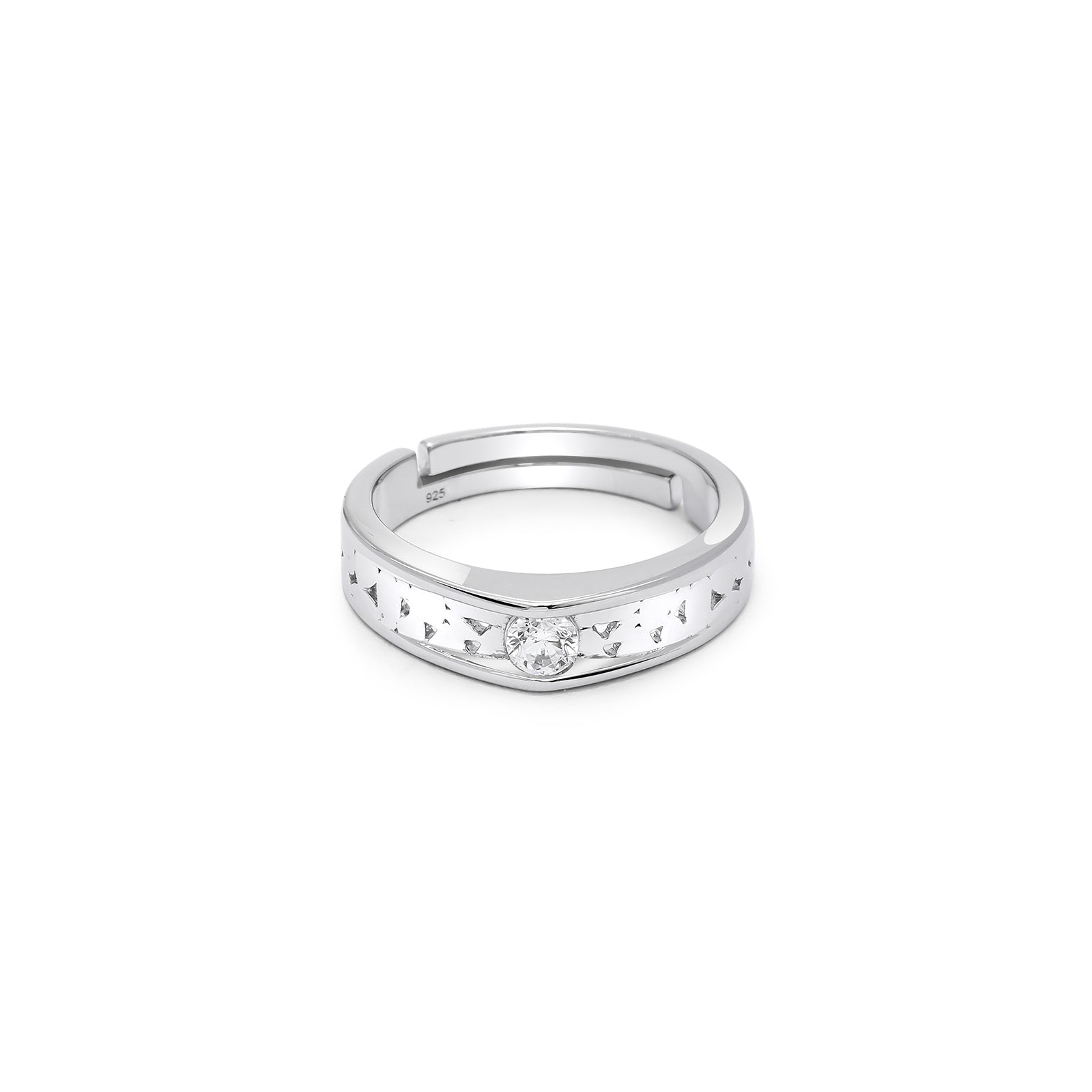 Shard Texture Couple Rings for Men & Women – 925 Sterling Silver Rhodium Plated