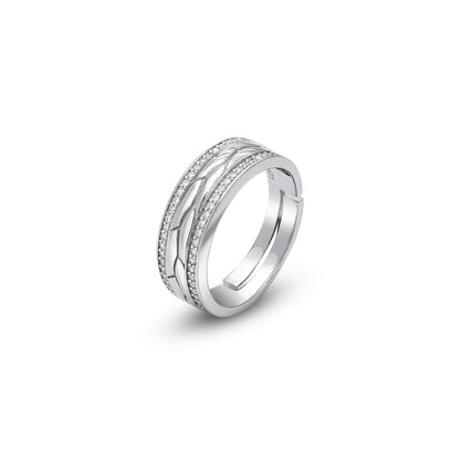 Dual Layered CZ Silver Ring for Men