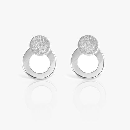 Round Scratch Silver Stud Earrings
