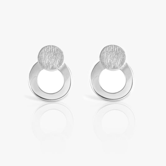 Round Scratch Silver Stud Earrings