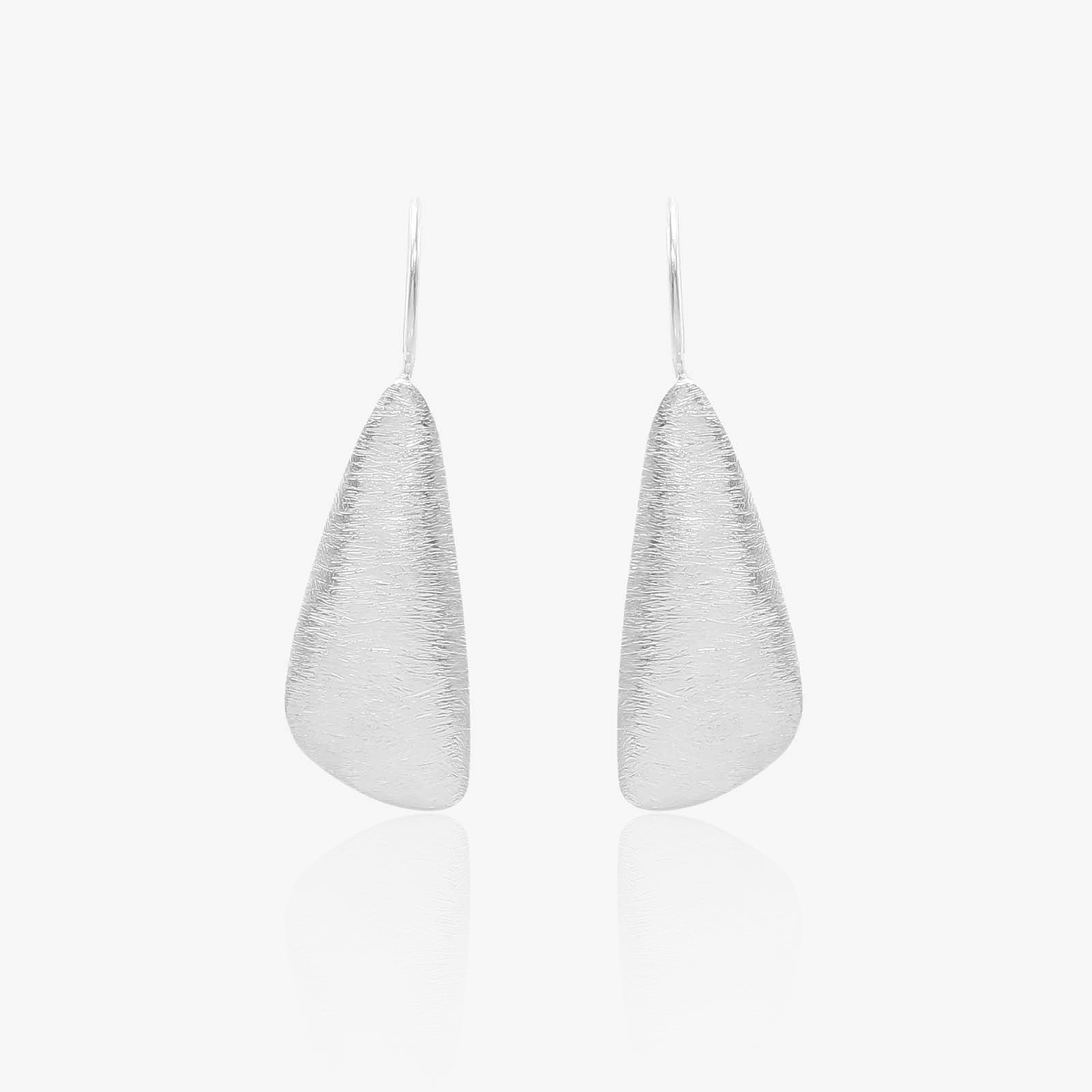 Plain Leaf Design Silver Drop Earrings