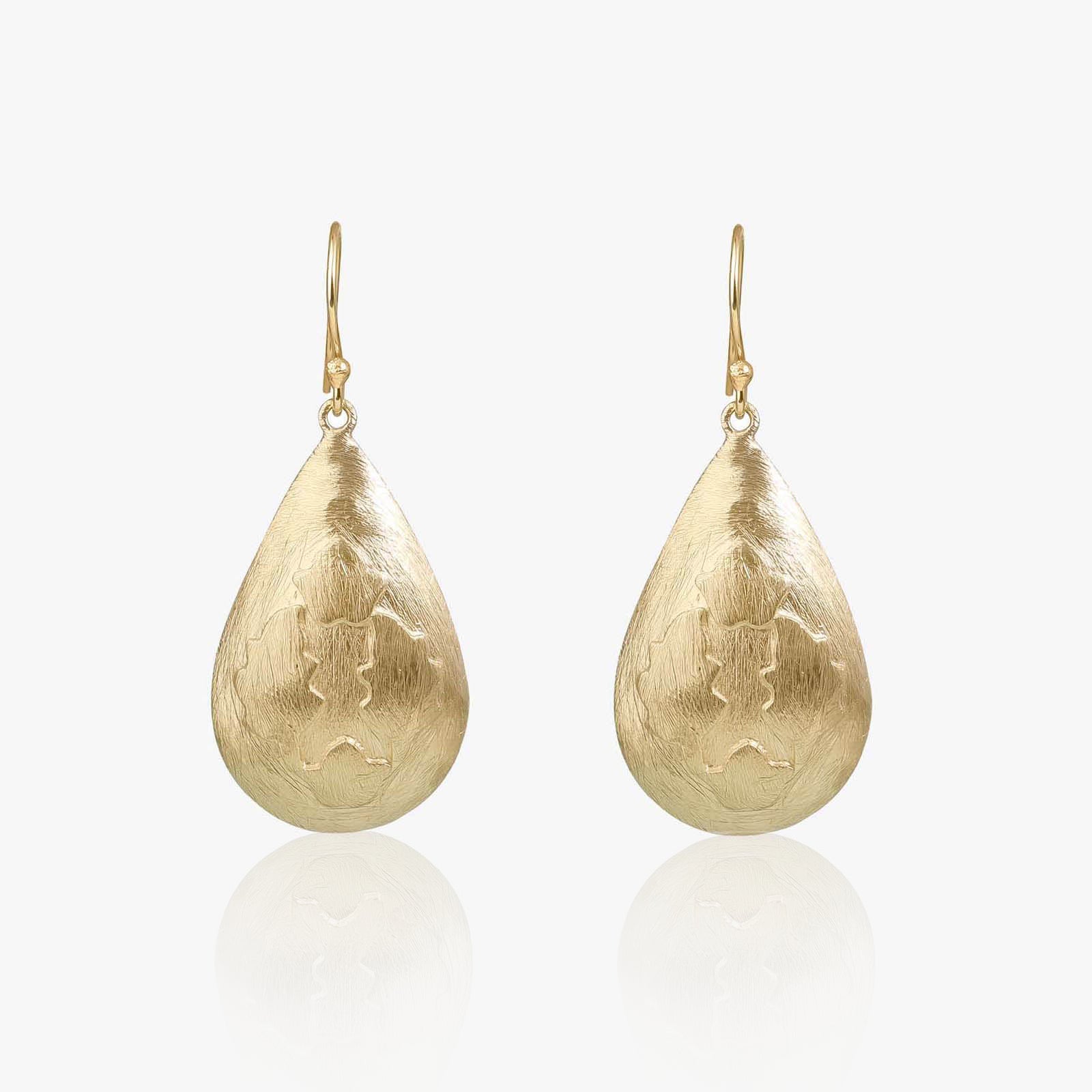 Gold-Plated Silver Traditional Leaf Drop Earrings - Tweov Jewels