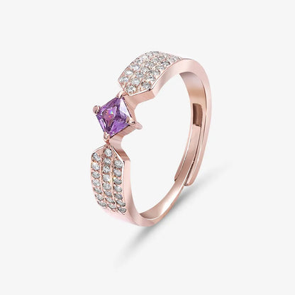 Rose Gold Plated Purple Stone Silver Ring