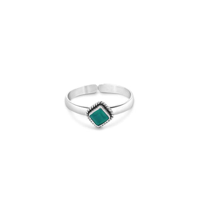 Silver Green Emerald Cut Toe Ring