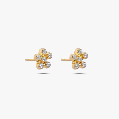 Gold Plated CZ Floral Design Silver Stud - Tweov Jewels