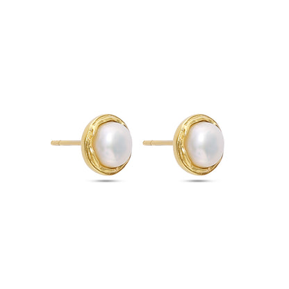 Pure Silver Stud Earrings - Made of Captivating White pearls - Tweov Jewels